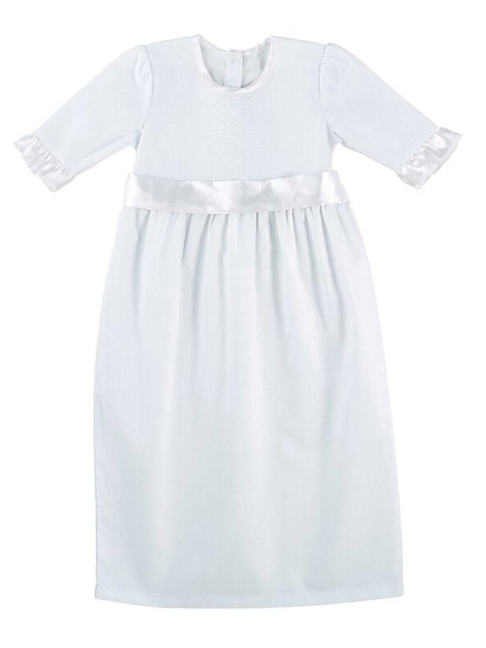 Stephan Baby : Baby Girl Solid White Cotton Baptismal Gown Size 0-3 Mos NEW